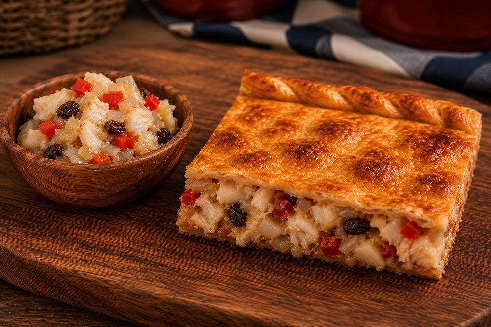 Empanada de bacalao, corte