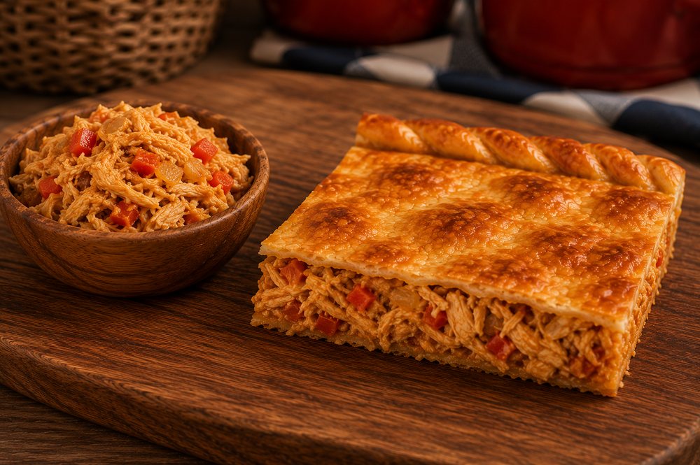 Empanada de pollo, corte