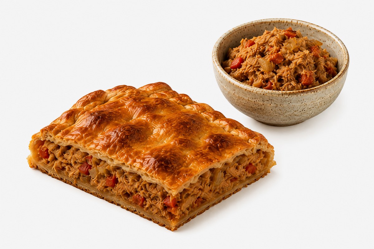 Empanada de atún, corte