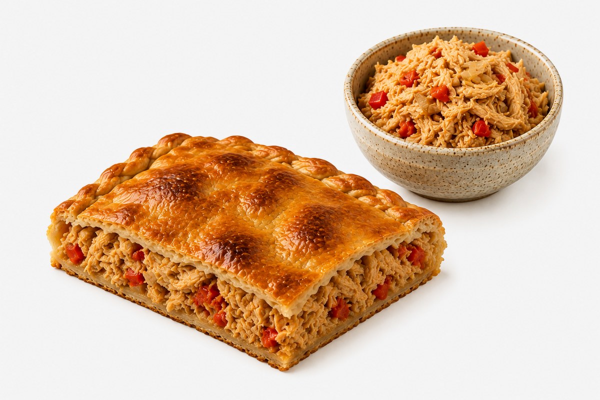 Empanada de pollo, corte
